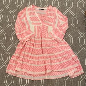 Devotion Petra Embroidered Tunic Dress Neon Pink sz M